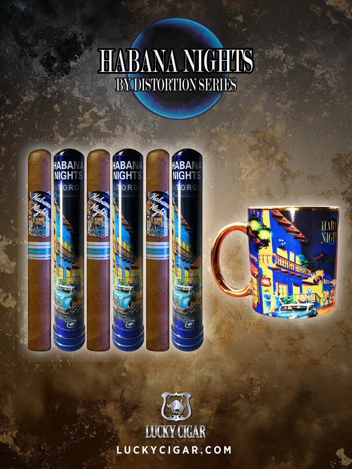 Habana Nights 6x50 Cigar From The Distortion Series: 3 Cigars with Habana Mug