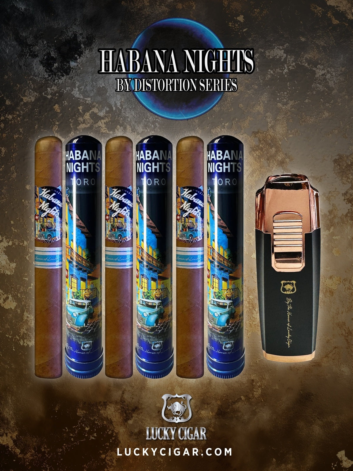 Habana Nights 6x50 Cigar From The Distortion Series: 3 Cigars with X-Press Torch