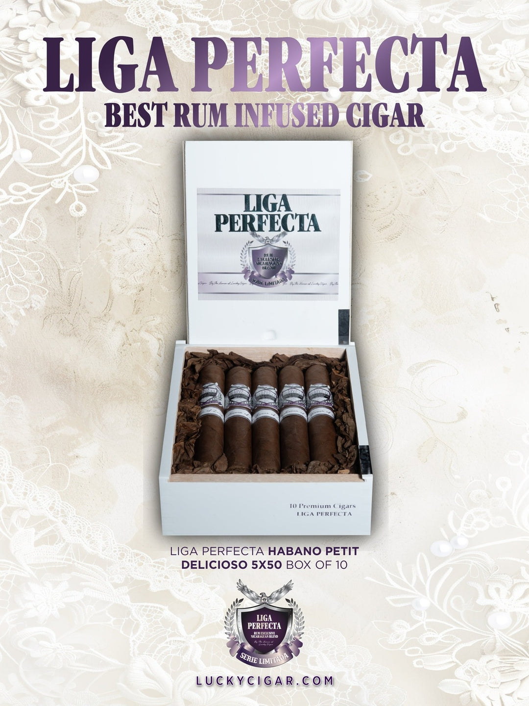 rum infused tobacco Liga Perfecta Rum Habano Cigars Box of 10