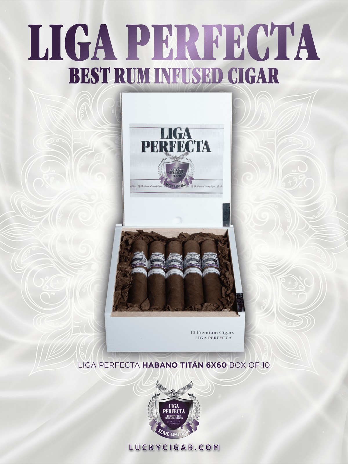 Infused Cigars: Liga Perfecta Rum Habano Titan 6x60 Box of 10