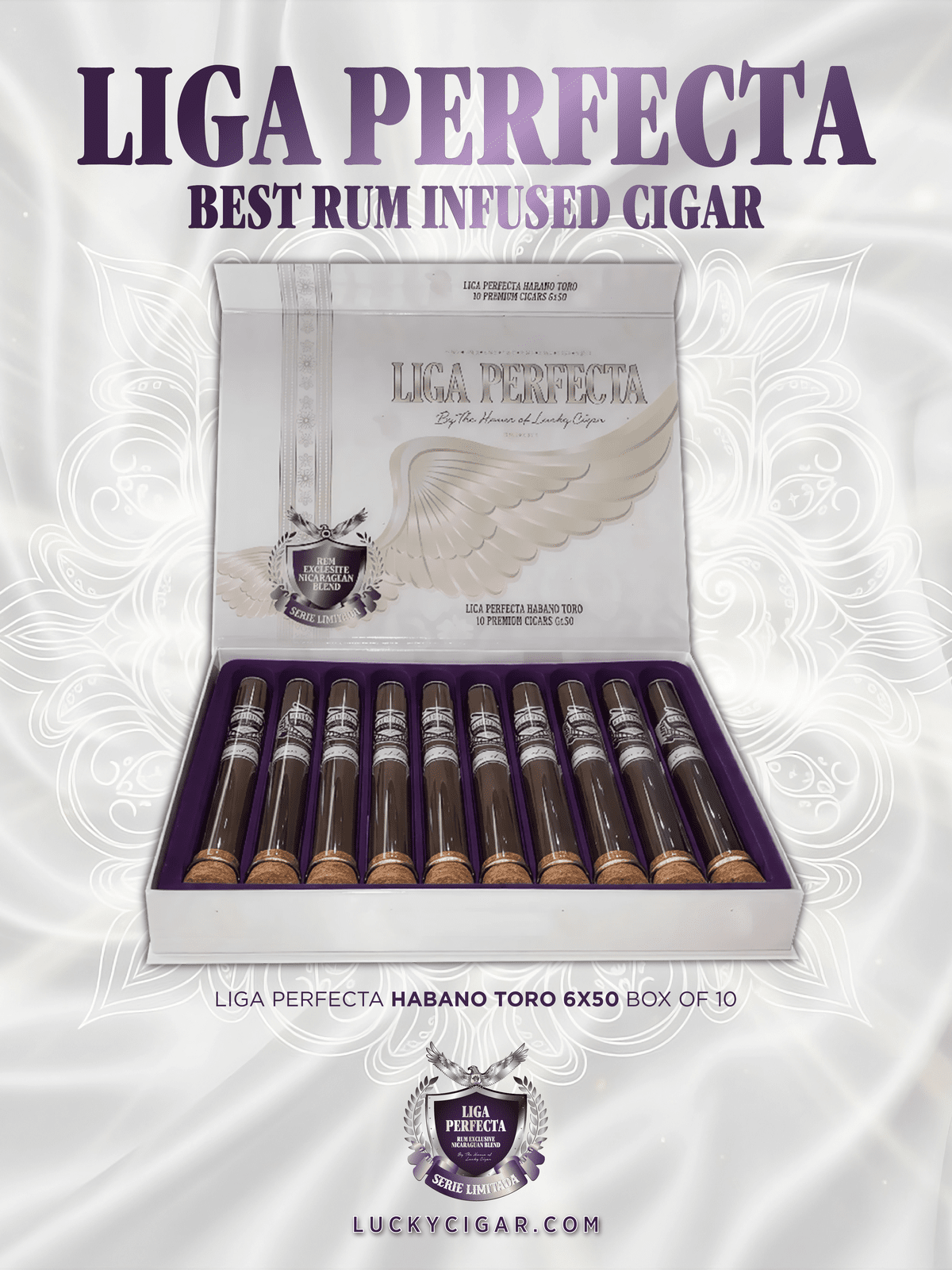 Infused Cigars: Liga Perfecta Rum Habano Toro 6x50 Box of 10 Tubes