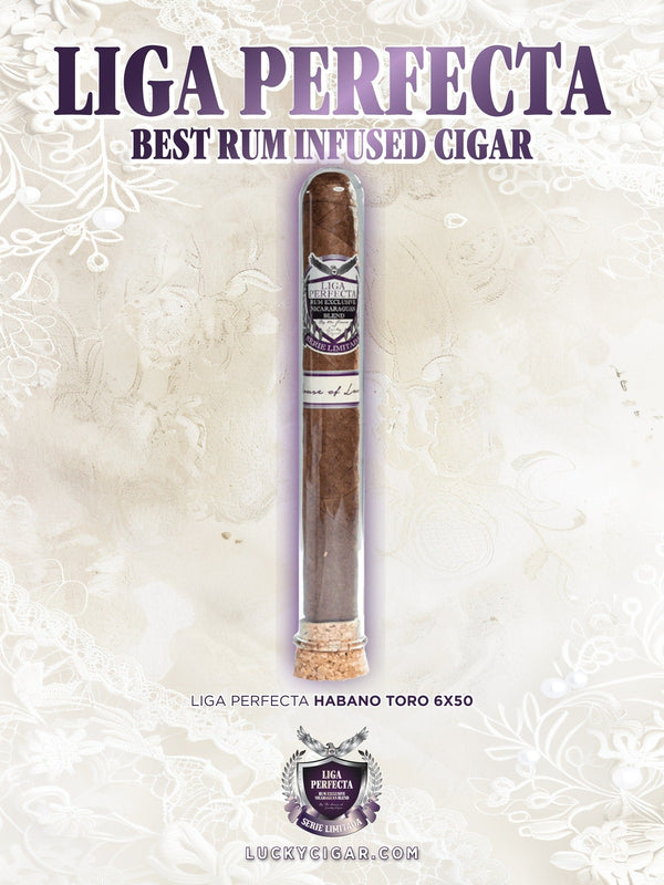 Infused Cigars: Liga Perfecta Rum Maduro Toro 6x50 Glass Tube Single Cigar