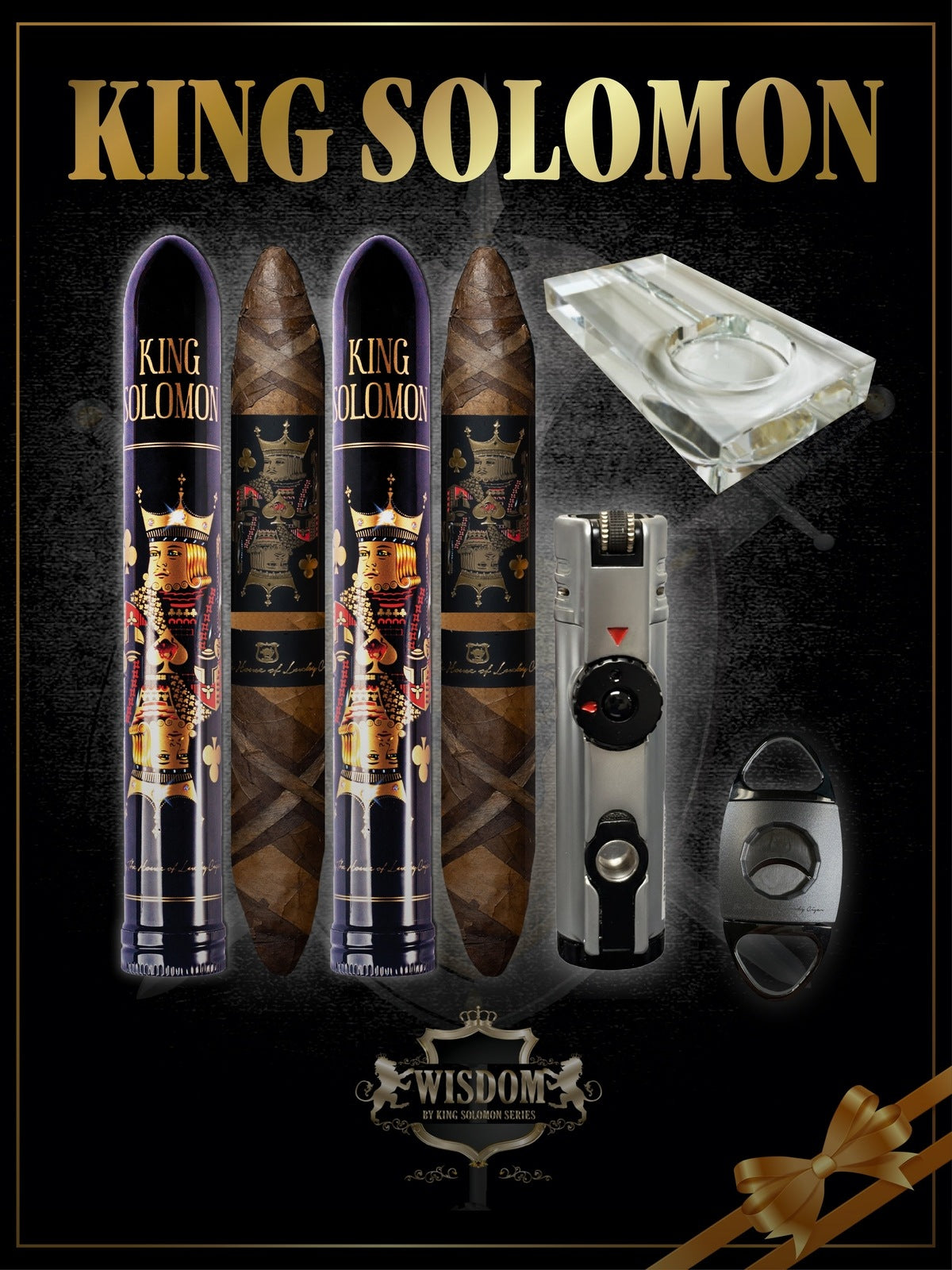 Lucky Cigar Sampler Sets: Set of 2 King Solomon Cigars with Torch, Cutter, Ashtray