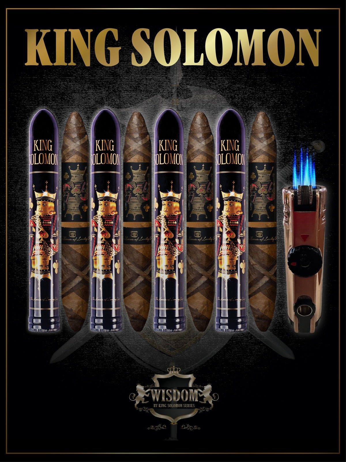 From The King Solomon Series: 4 Solomon 7x60 Cigars with Cutter Set