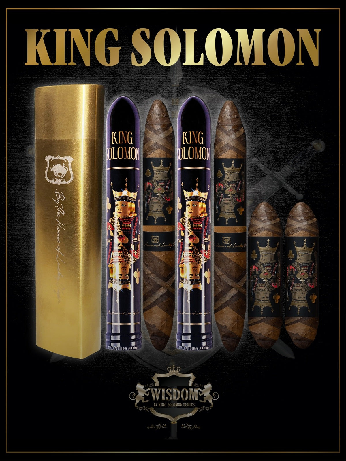 Wisdom 4x60 Cigar From The King Solomon Series: Set of 2 and 2 King Solomon 7x58 Cigar with Travel Humidor Set