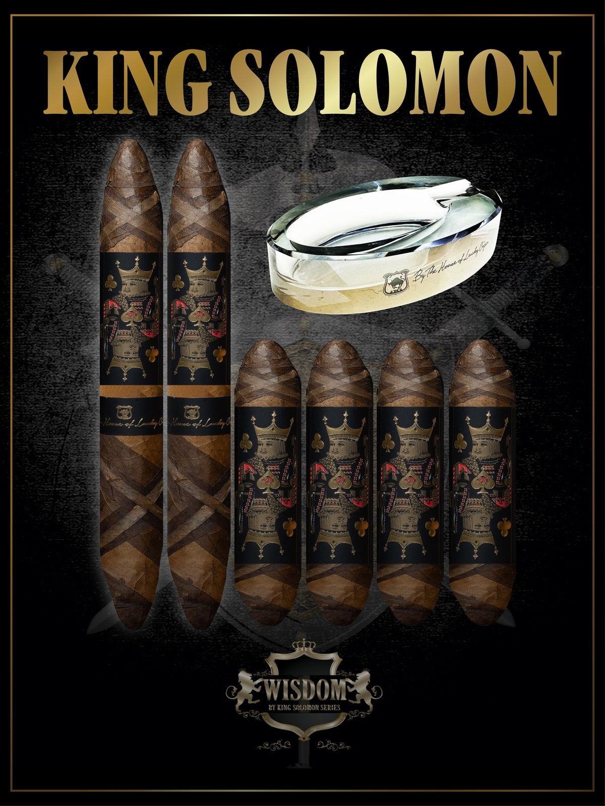 Wisdom 4x60 Cigar From The King Solomon Series: Set of 4 and 2 King Solomon 7x58 Cigar with Ashtray