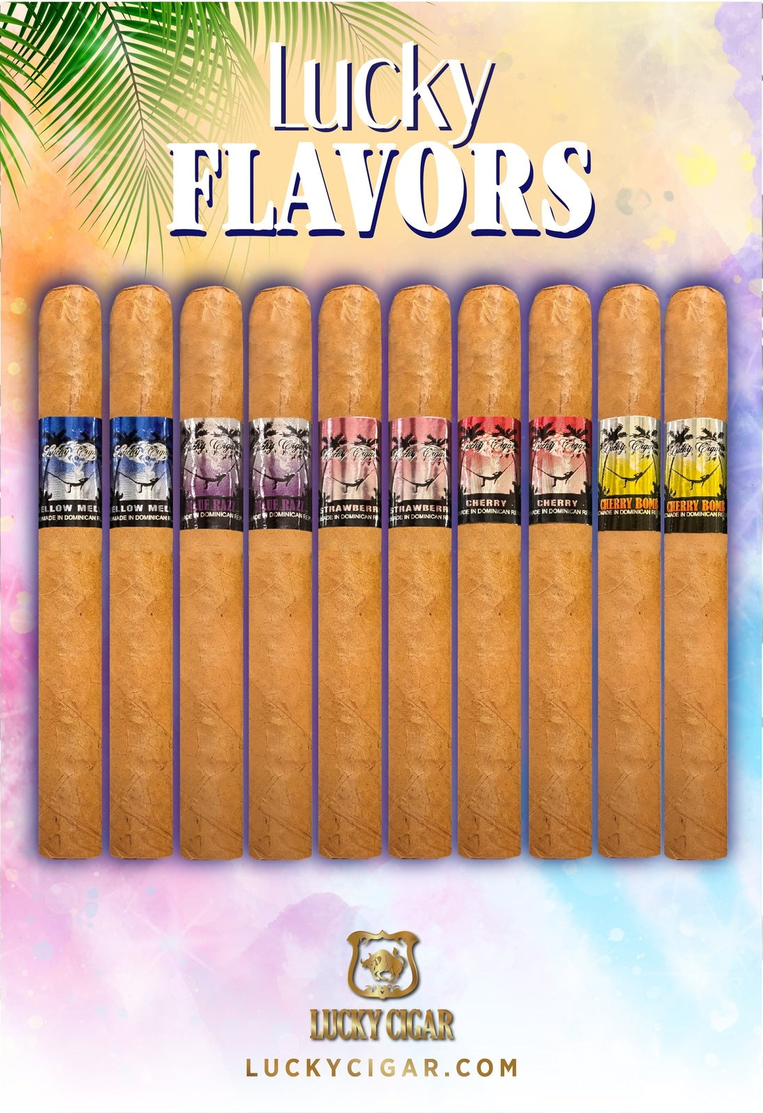 Flavored Cigars: Lucky Flavors 10 Piece Berry Fruit Sampler - Blue Razz, Strawberry, Cherry, Cherry Bomb