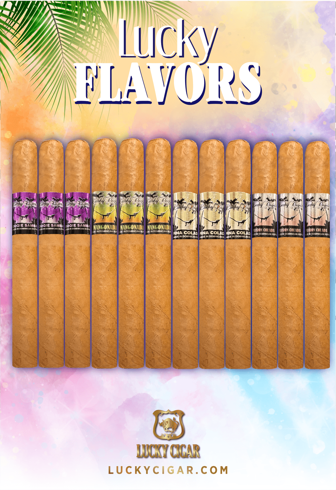Flavored Cigars: Lucky Flavors 12 Piece Tropical Fruit Sampler - Boogie, Mangonada, Pina, Passion