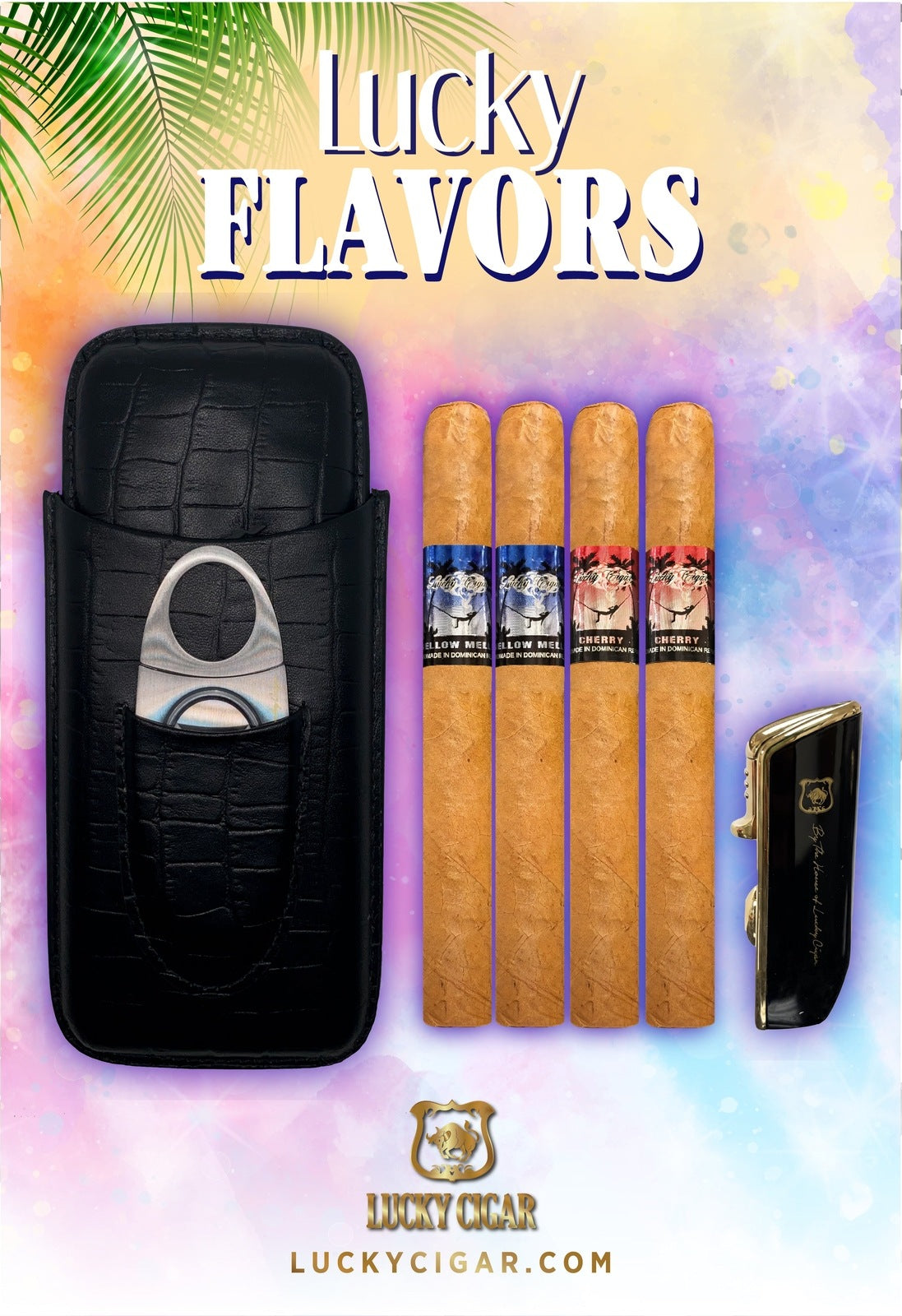 Flavored Cigars: Lucky Flavors and Infused 4 Cigar Set with Travel Case and Lighter
