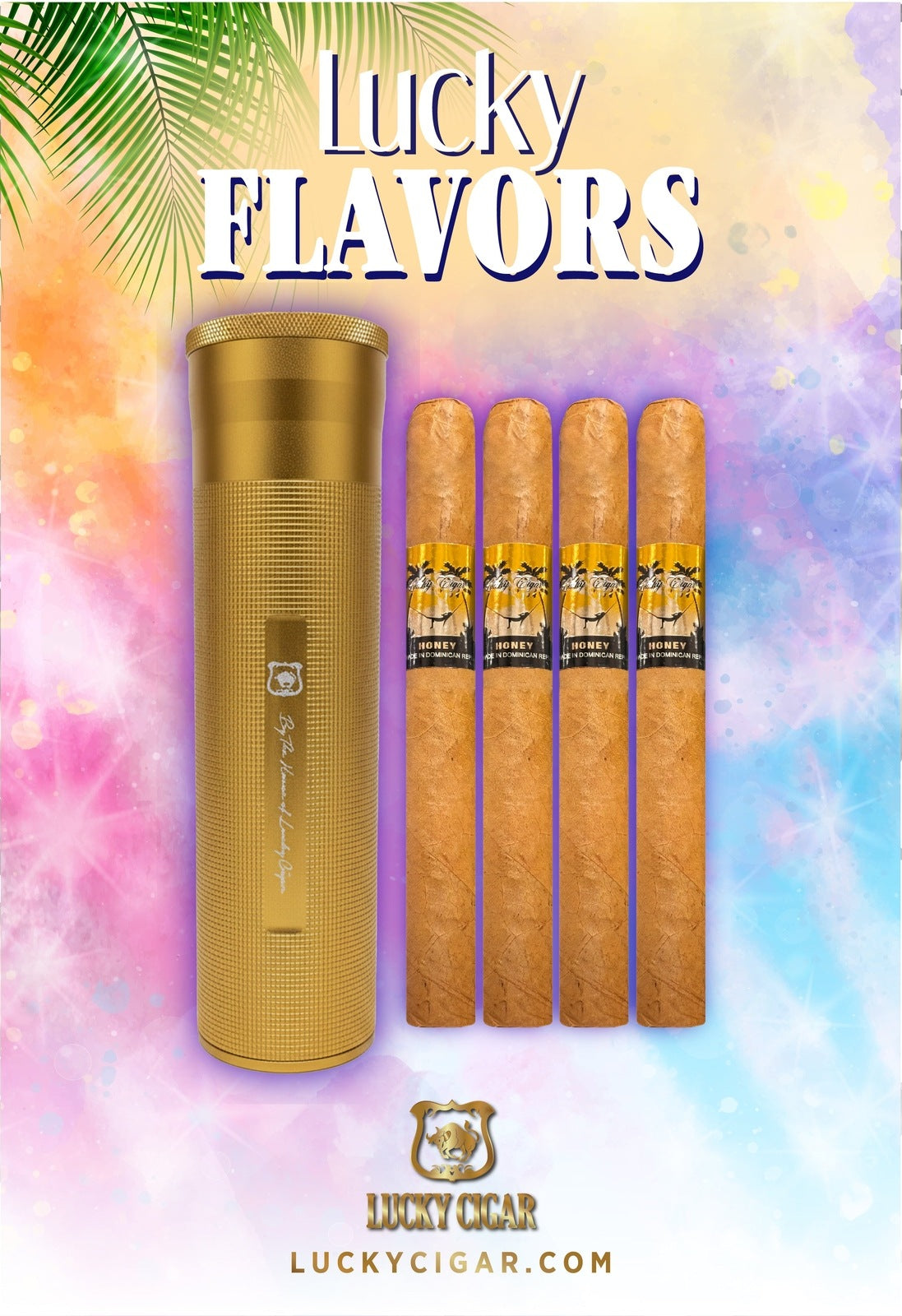 Flavored Cigars: Lucky Flavors 4 Honey Cigar Set with Travel Humidor