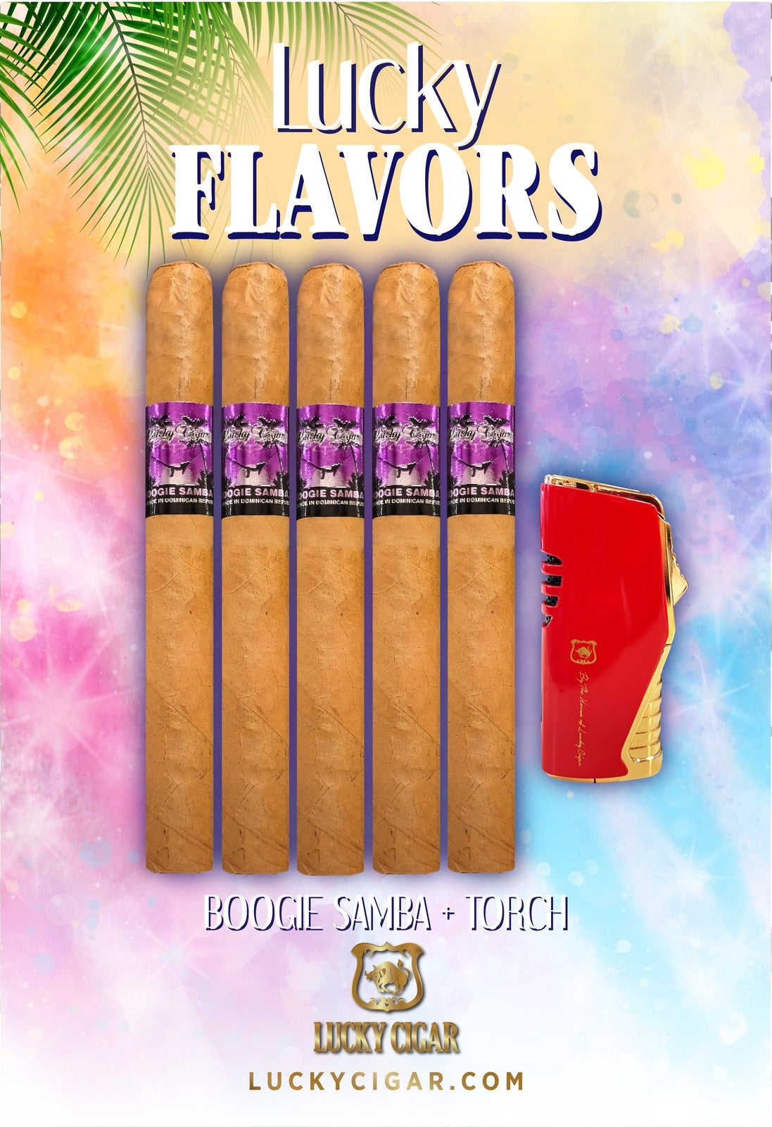 Flavored Cigars: Lucky Flavors 5 Boogie Samba Cigar Set Torch Lighter