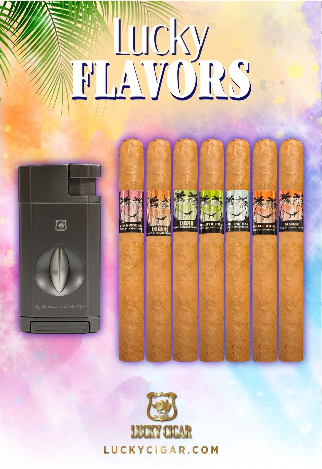 Flavored Cigars: Lucky Flavors 7 Cigar Set with Torch Cutter Combo
