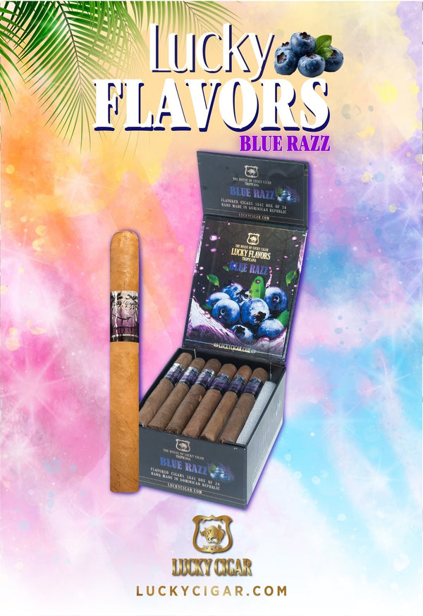 Flavored Cigars: Lucky Flavors Blue Razz 5x42 Box of 24