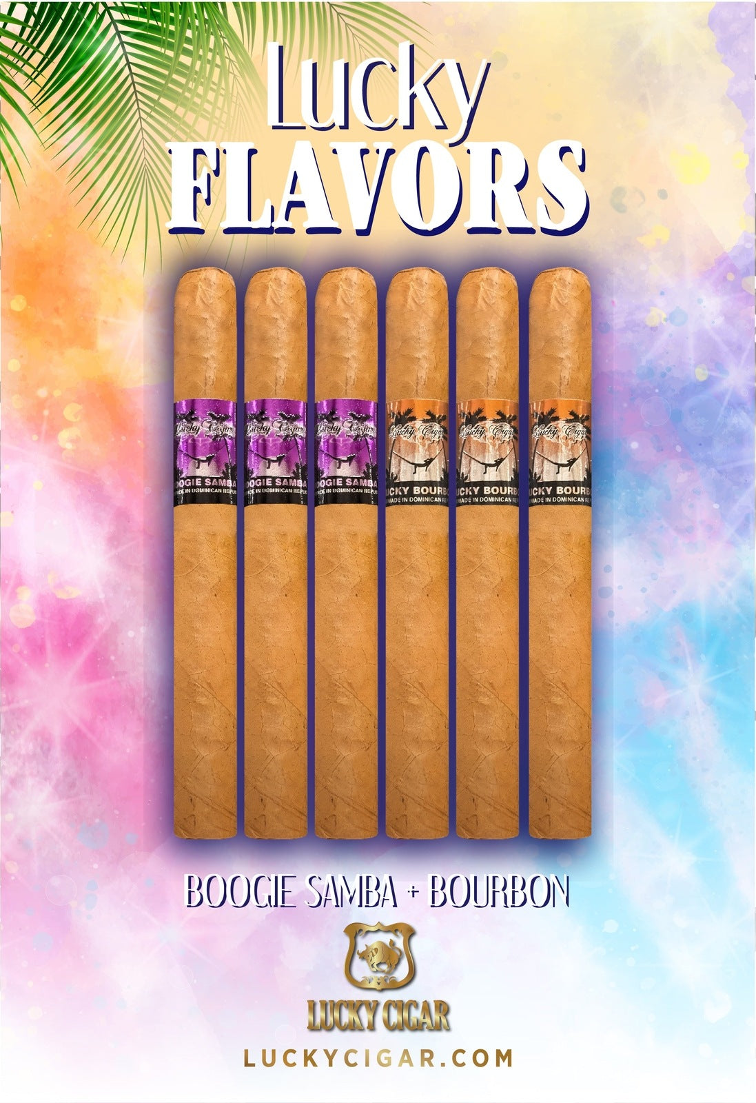 Lucky Cigar Sampler Sets: Set of 6 Lucky Flavor 5x42 Cigars, Boogie Samba, Bourbon