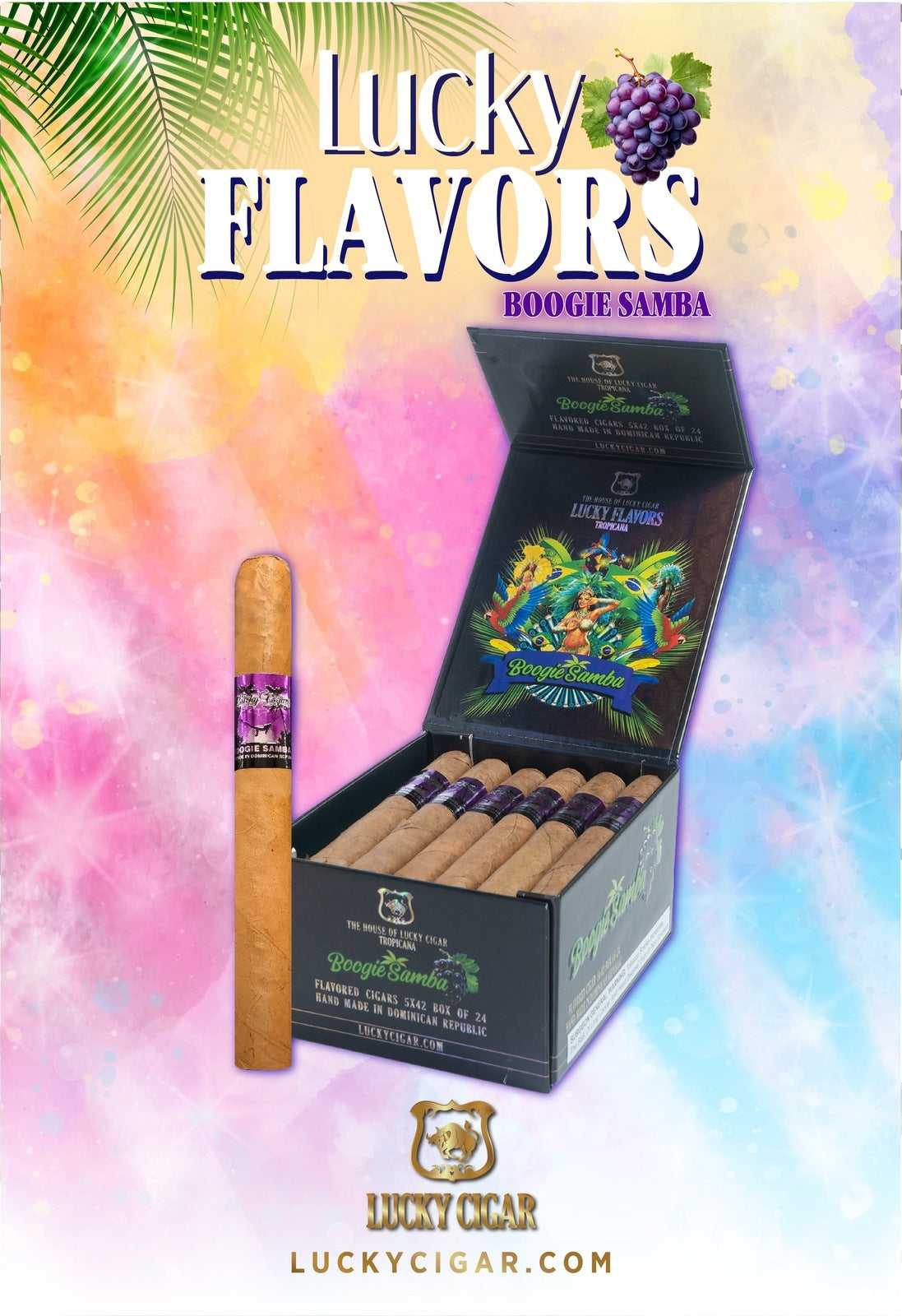 Flavored Cigars: Lucky Flavors Boogie Samba 5X42 Box of 24 Cigars