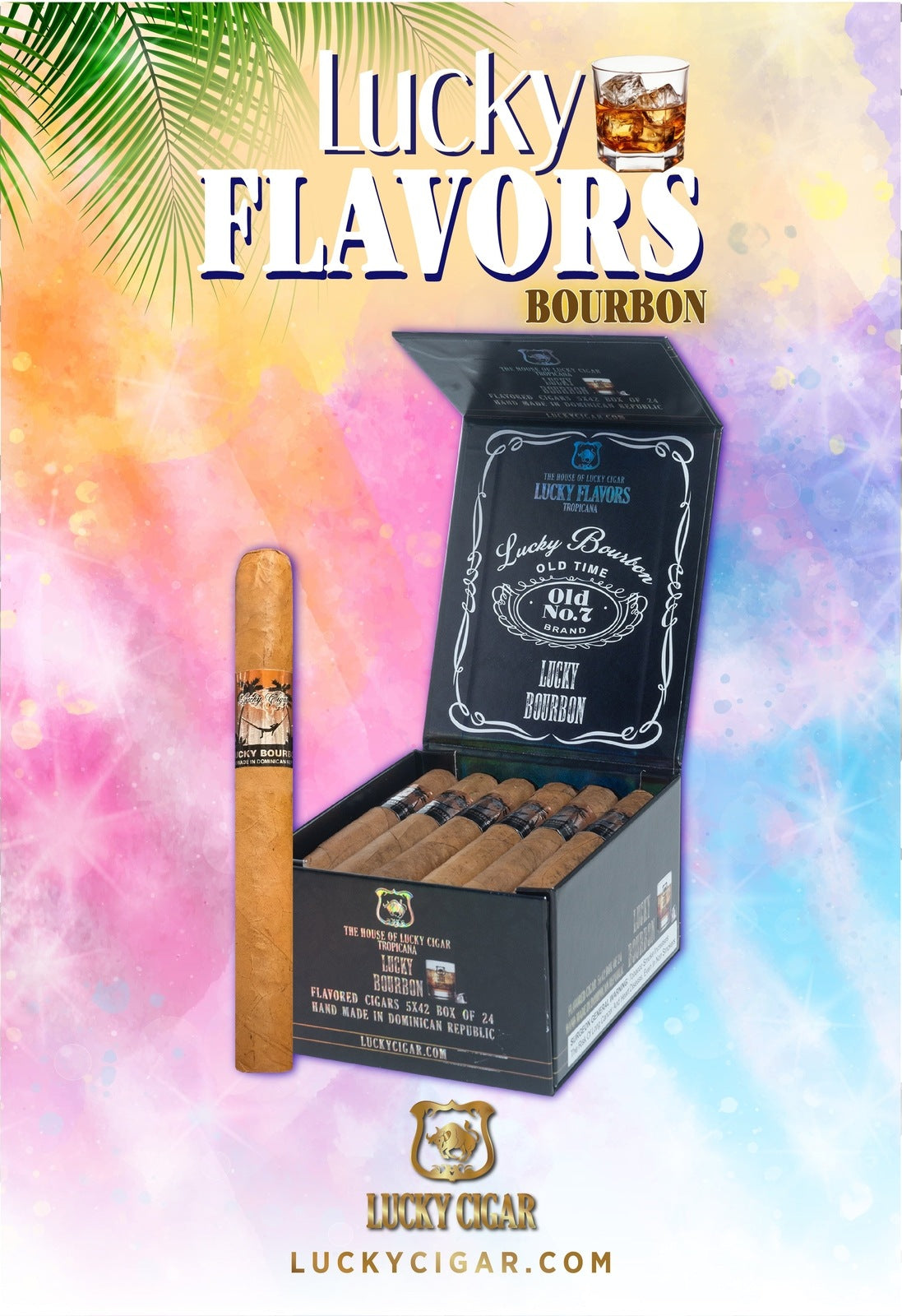 Flavored Cigars: Lucky Flavors Bourbon 5x42 Box of 24 Cigars