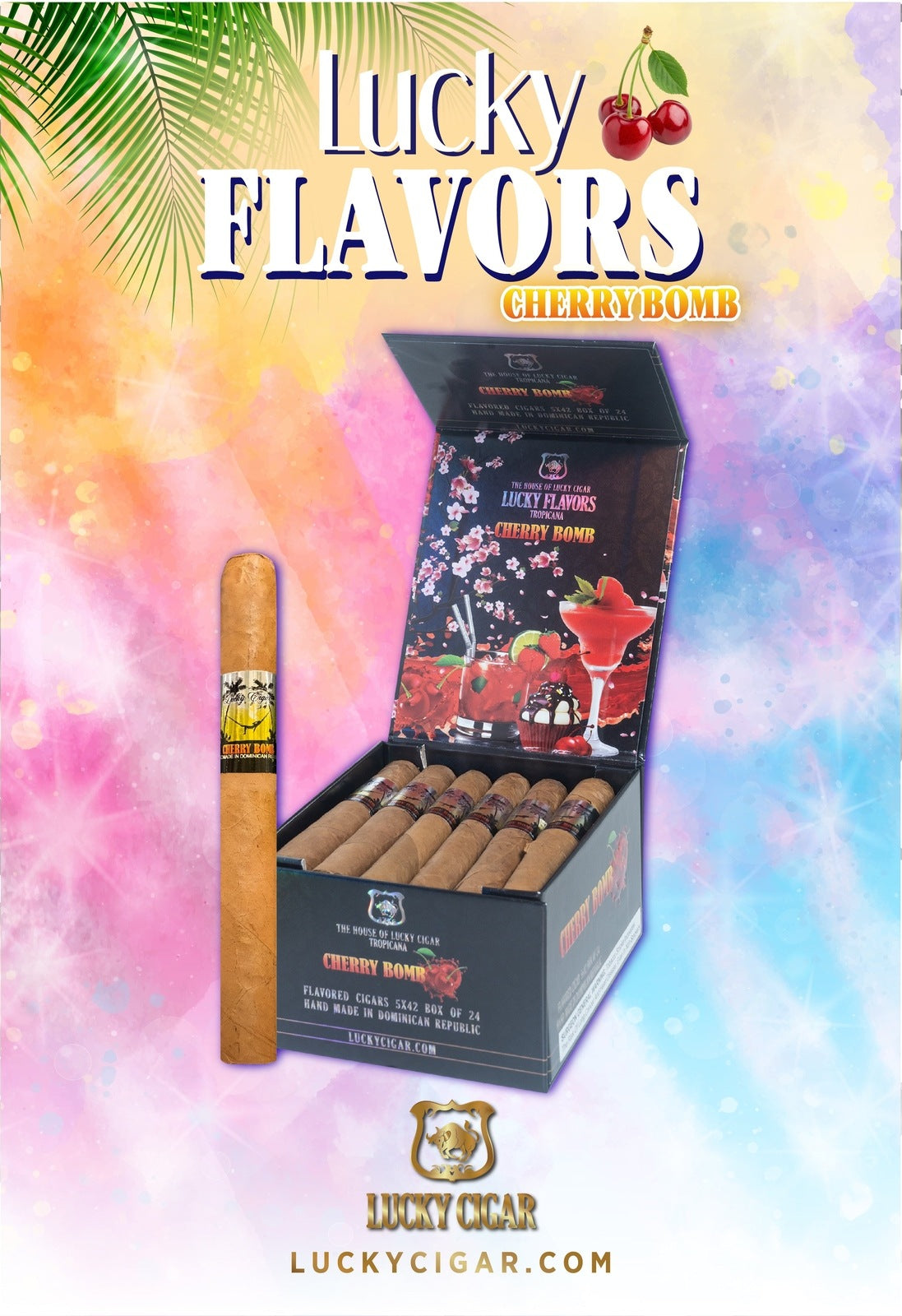 Flavored Cigars: Lucky Flavors Cherry Bomb 5x42 Box of 24