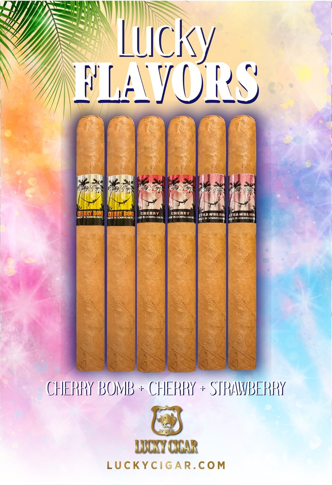 Flavored Cigars: Lucky Flavors 6 Piece Berry Fruit Sampler - Cherry Bomb, Cherry, Strawberry