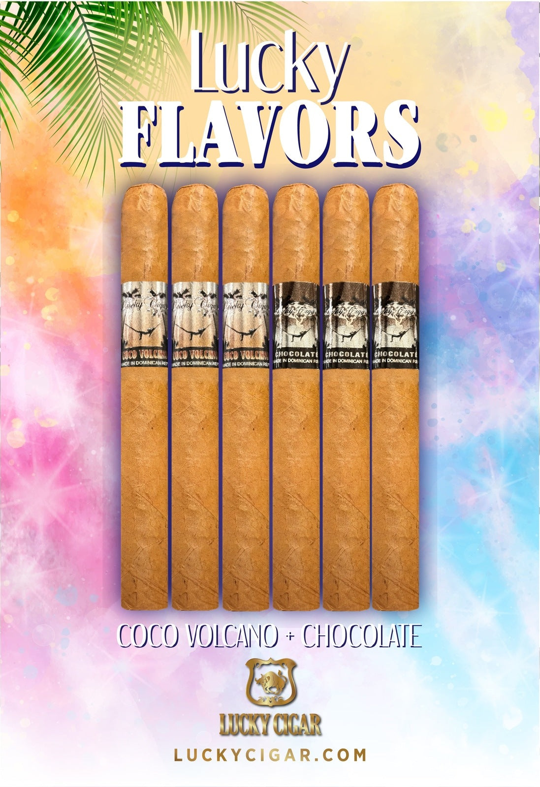 Flavored Cigars: Lucky Flavors 6 Piece Desserts Sampler Coco Volcano, Chocolate