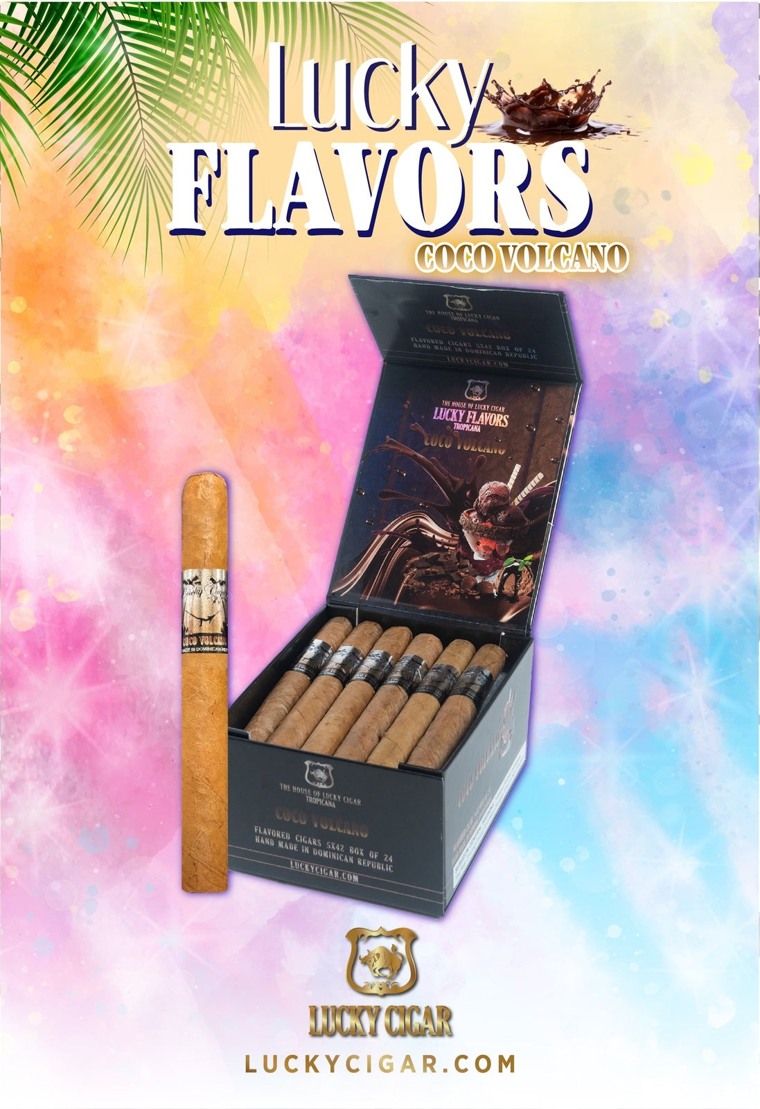Flavored Cigars: Lucky Flavors coco volcano  5x42 Box of 24