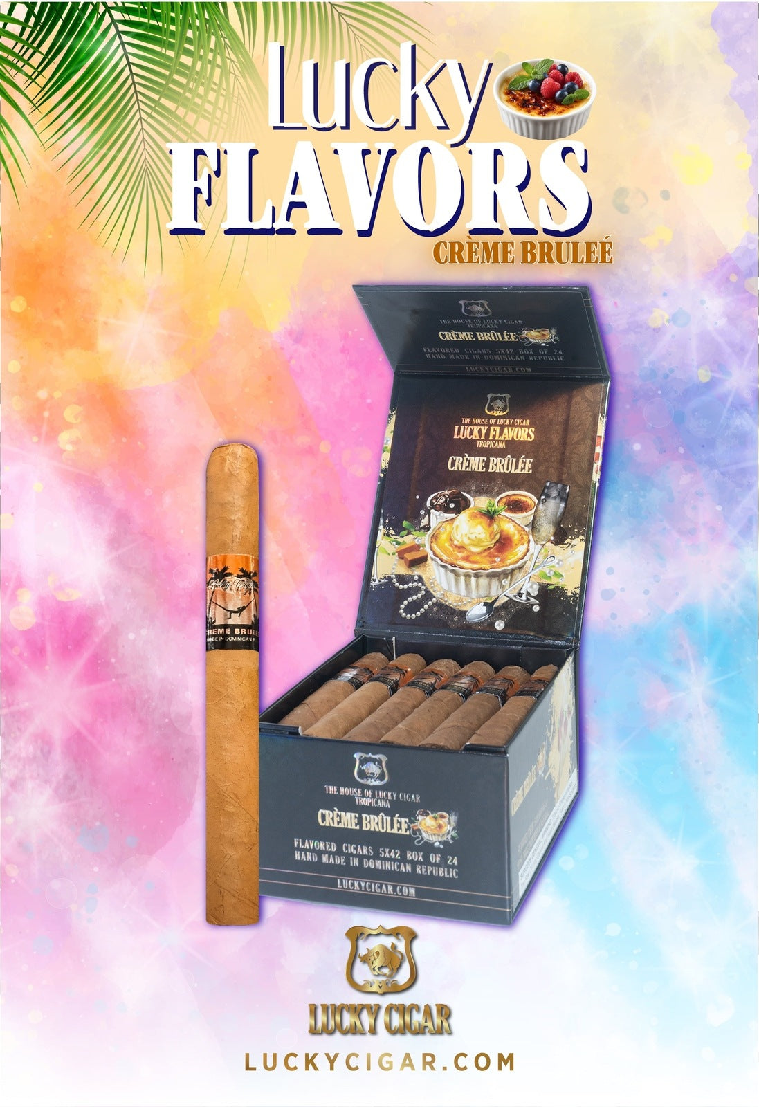 Flavored Cigars: Lucky Flavors Creme Brulee 5x42 Box of 24 Cigars