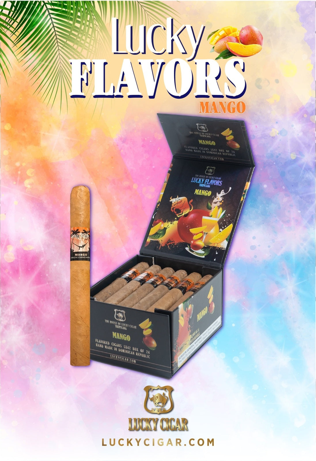 Flavored Cigars: Lucky Flavors Mango 5x42 Box of 24 Cigars