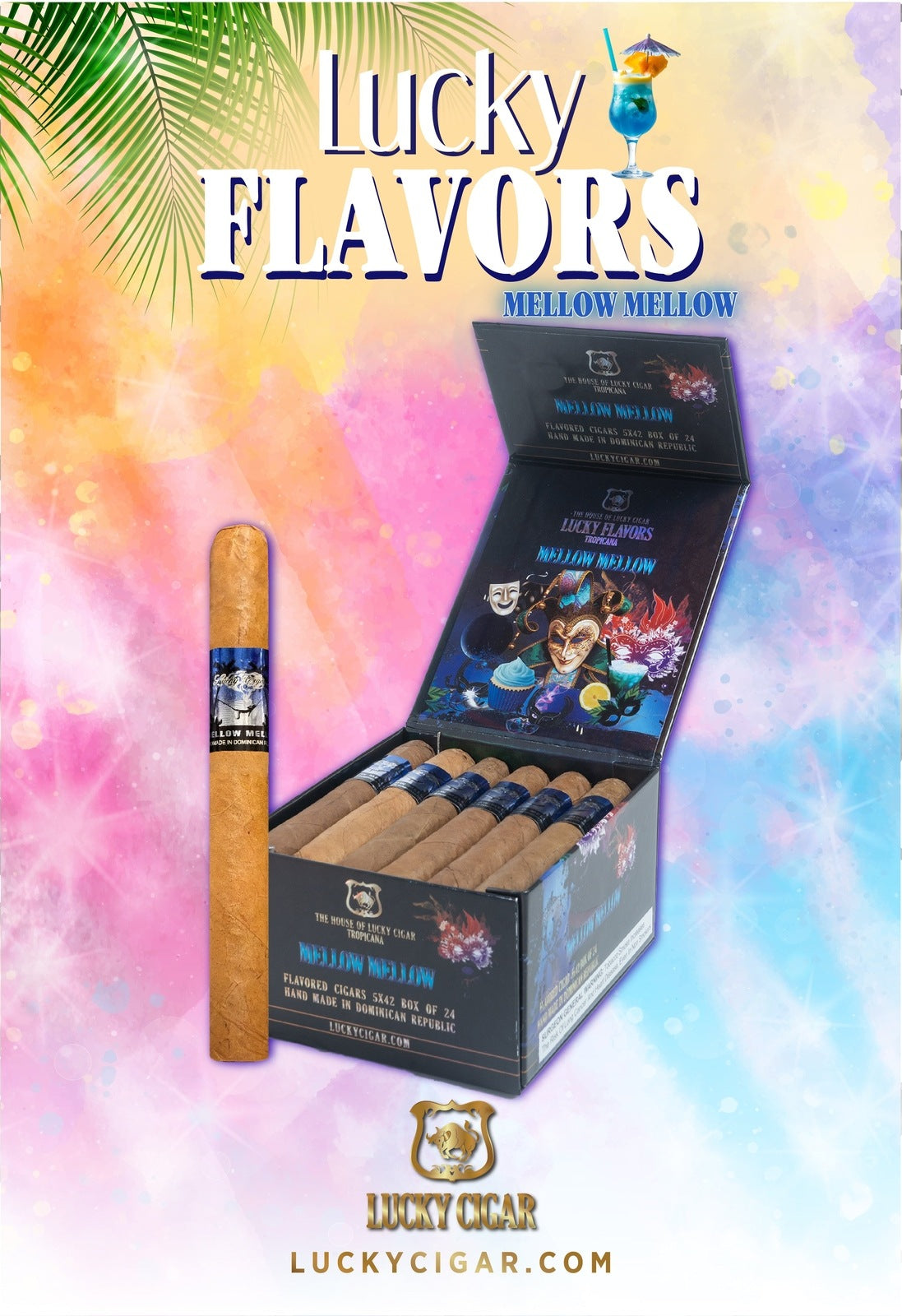 Flavored Cigars: Lucky Flavors Mellow Mellow 5x42 Box of 24 Cigars