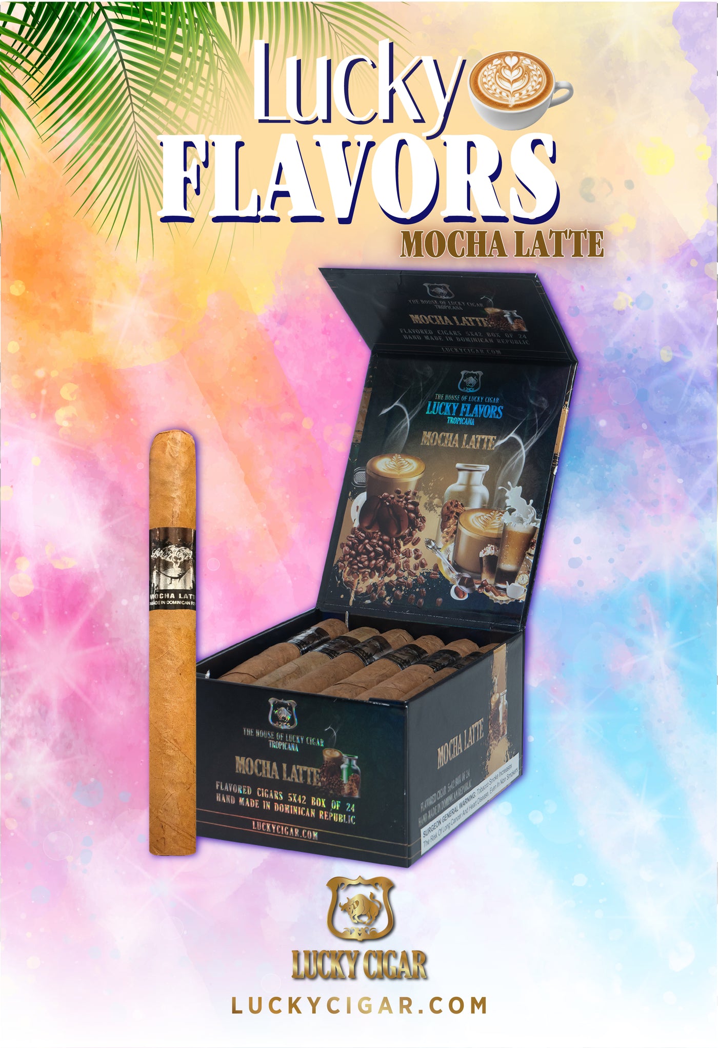 Flavored Cigars: Lucky Flavors Mocha Latte 5x42 Box of 24 Cigars