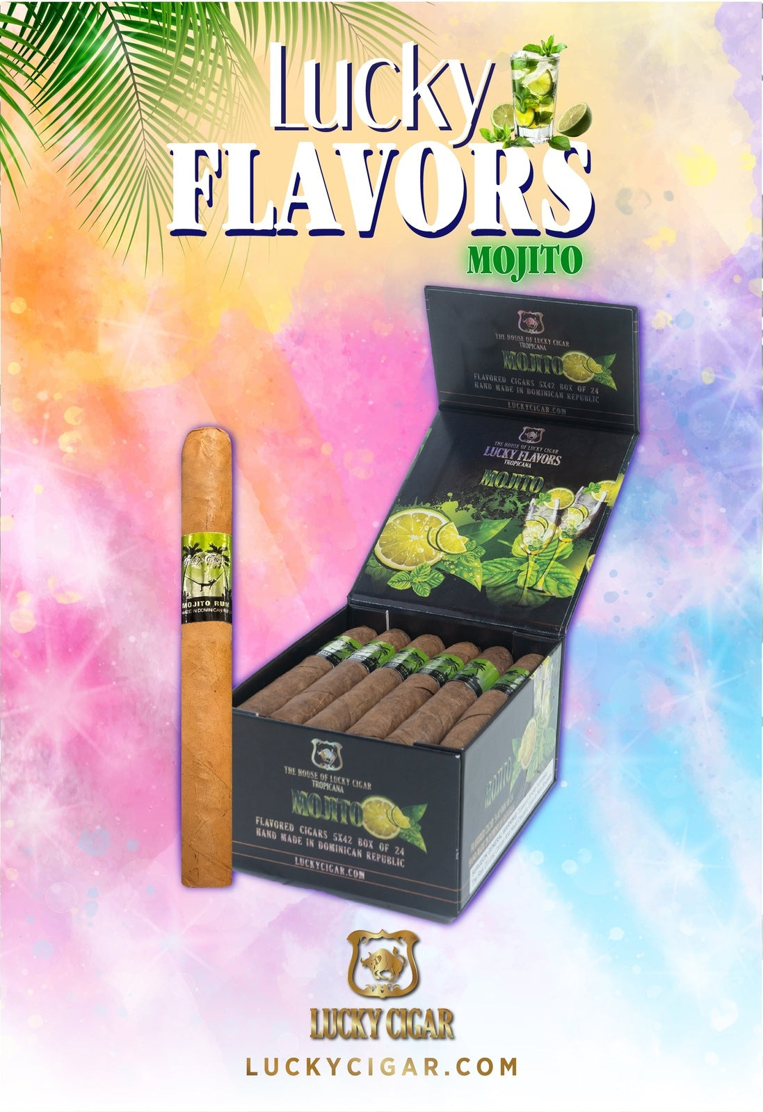 Flavored Cigars: Lucky Flavors Mojito Rum 5x42 Box of 24 Cigars