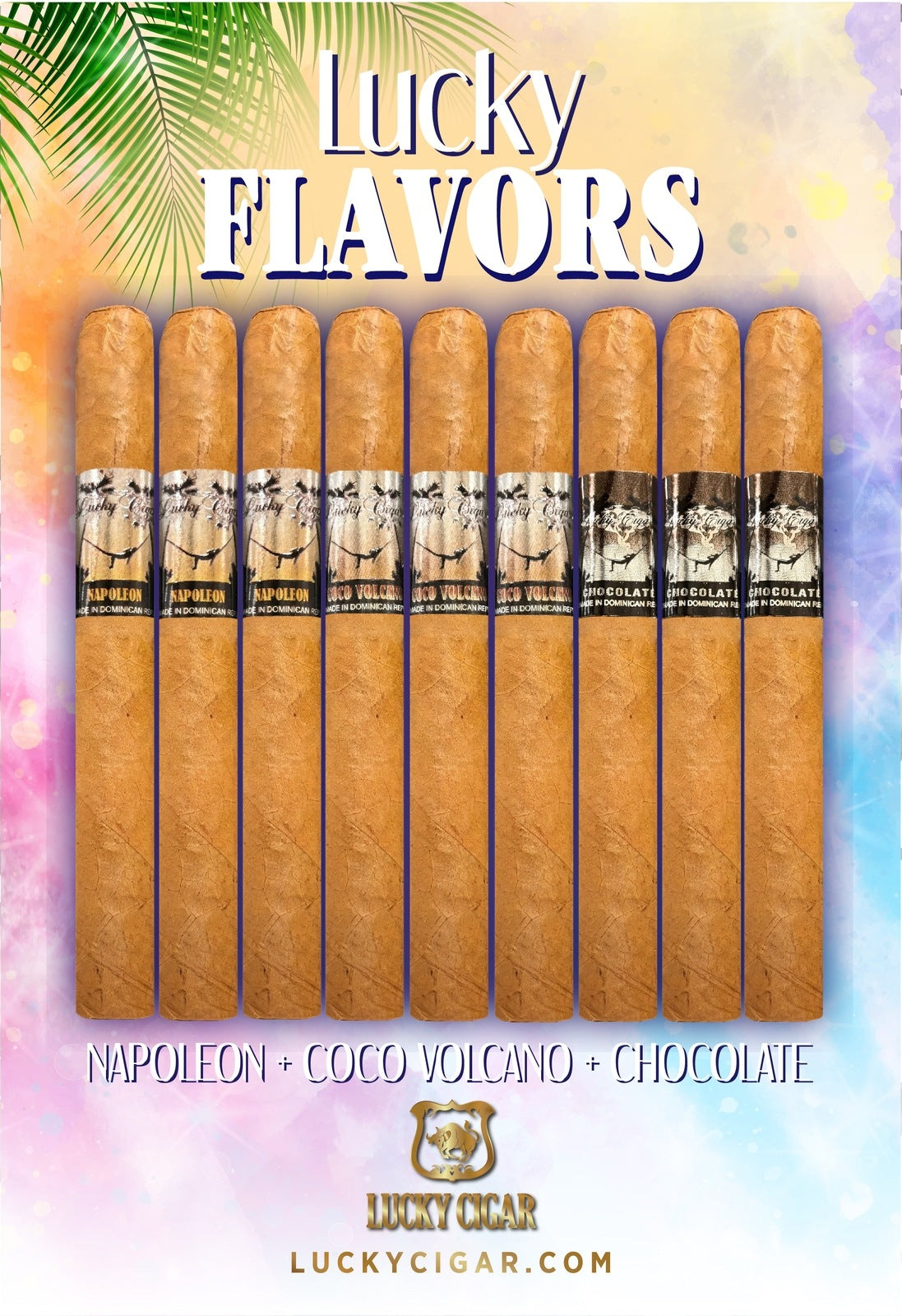 Flavored Cigars: Lucky Flavors 9 Piece Desserts Sampler - Napoleon, Coco Volcano, Chocolate