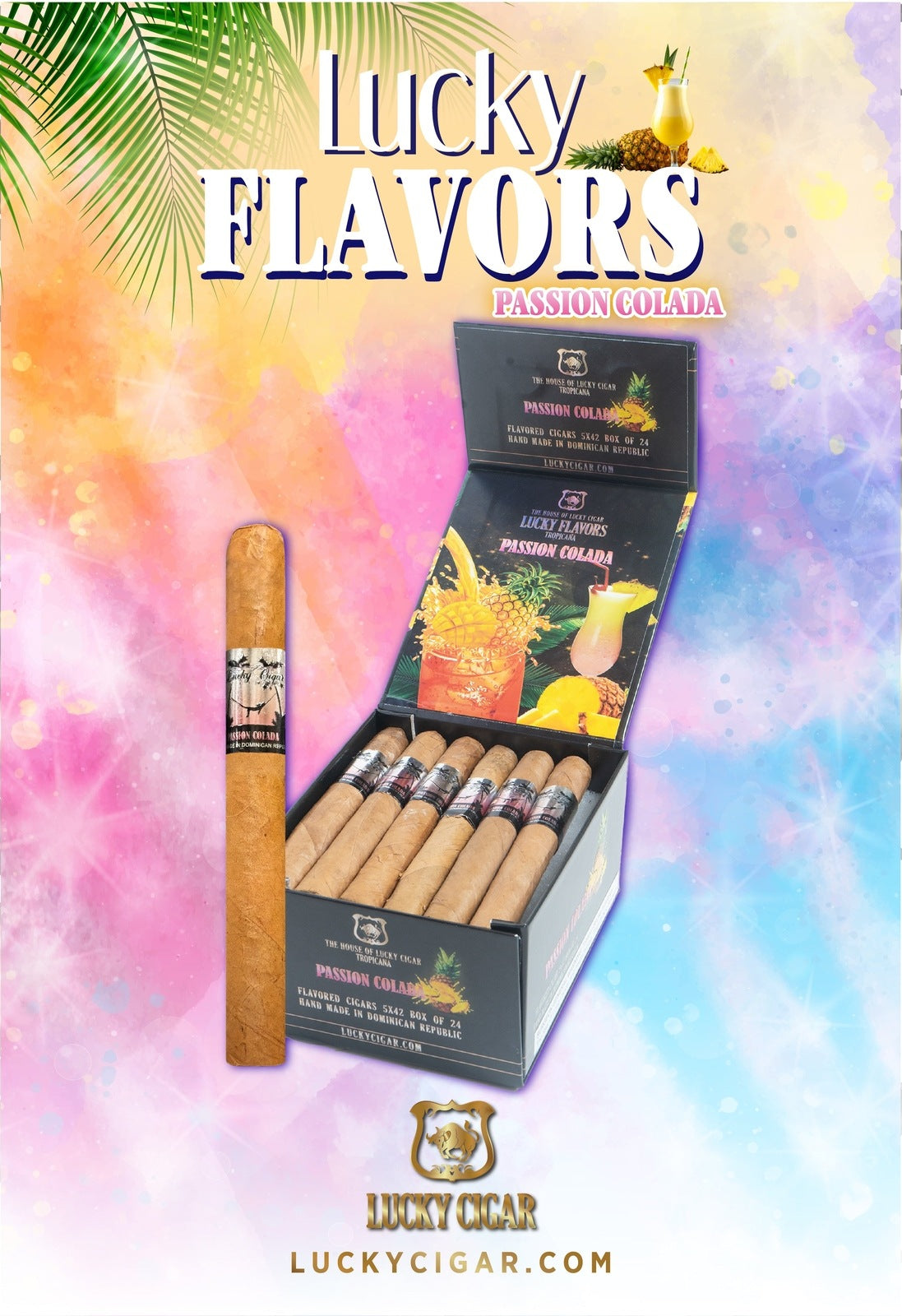 Flavored Cigars: Lucky Flavors Coco Passion Colada  5x42 Box of 24