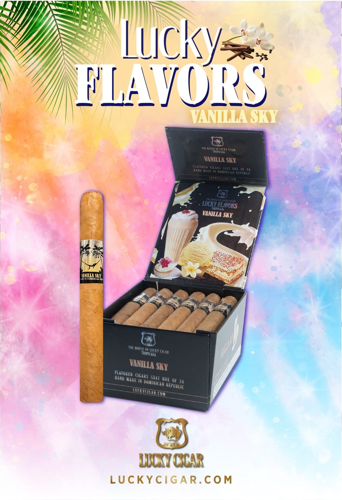 Flavored Cigars: Lucky Flavors Vanilla Sky 5x42 Box of 24 Cigars