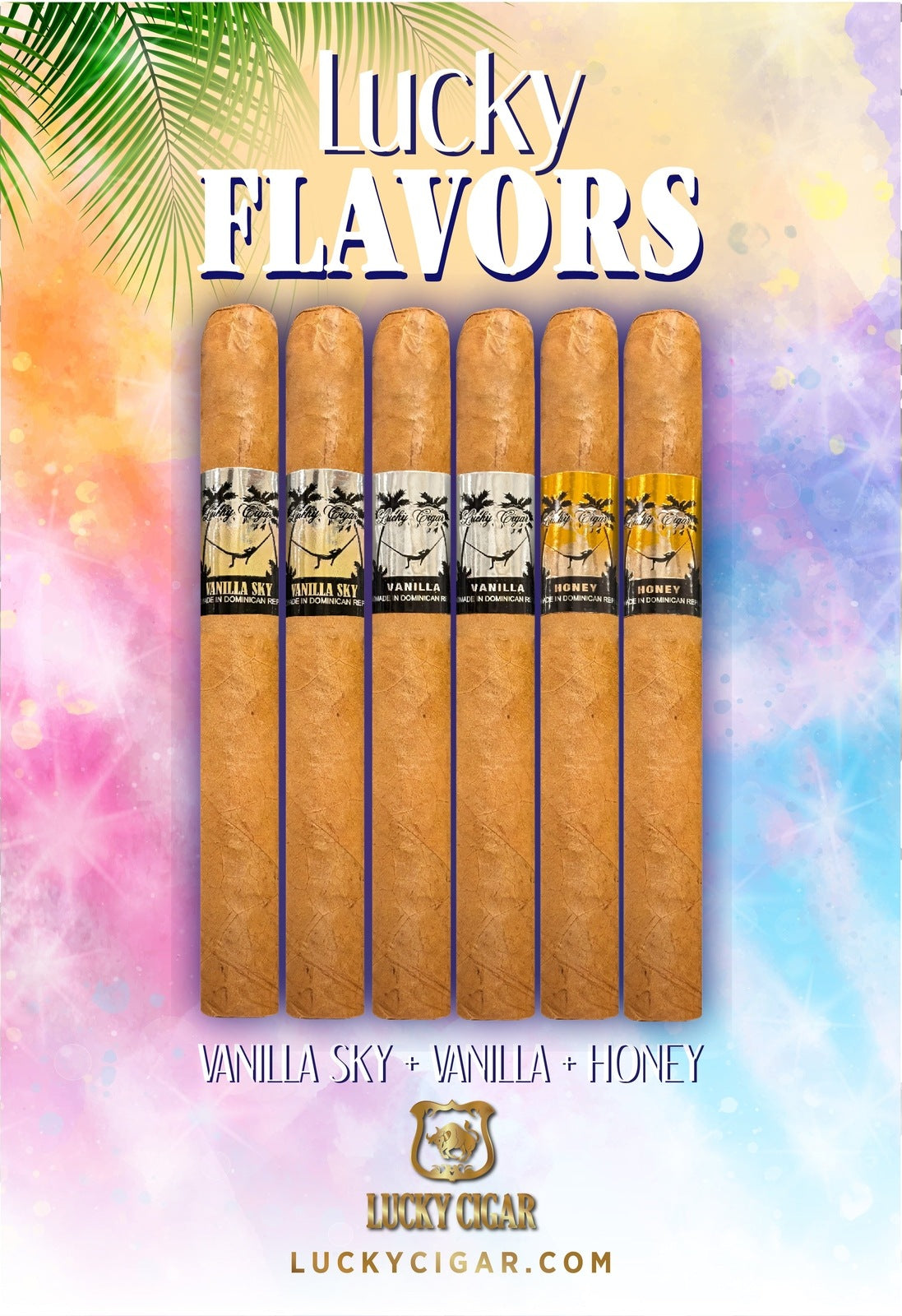 Flavored Cigars: Lucky Flavors 6 Piece Set - 2 Vanilla, 2 Vanilla Sky, 2 Honey