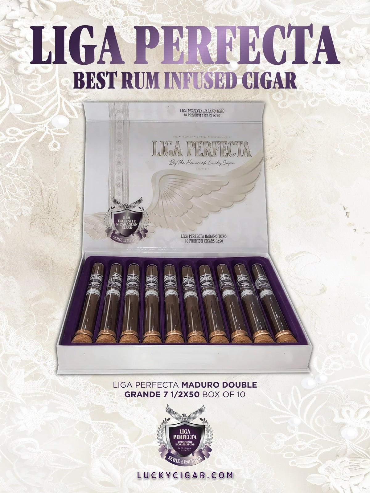 Infused Cigars: Liga Perfecta Double Grande Maduro 7.5x50 Box of 10