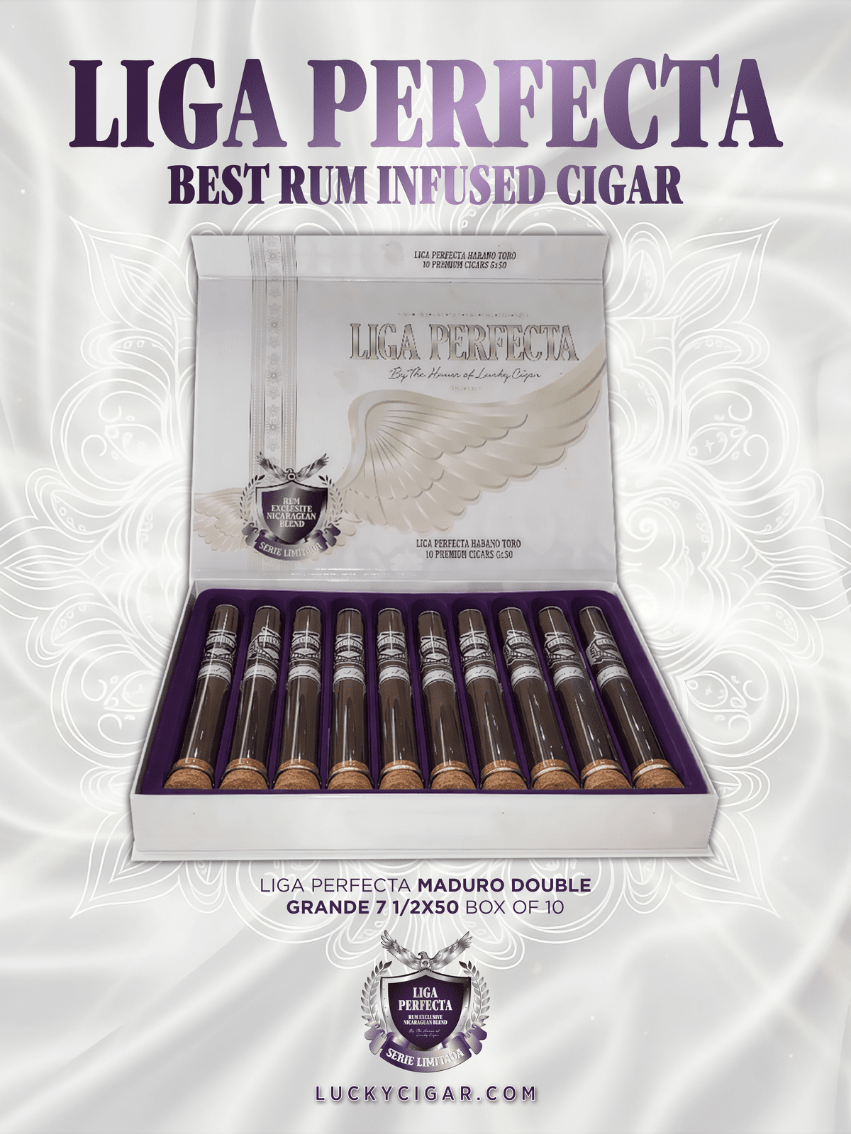 Infused Cigars: Liga Perfecta Double Grande Maduro 7.5x50 Box of 10
