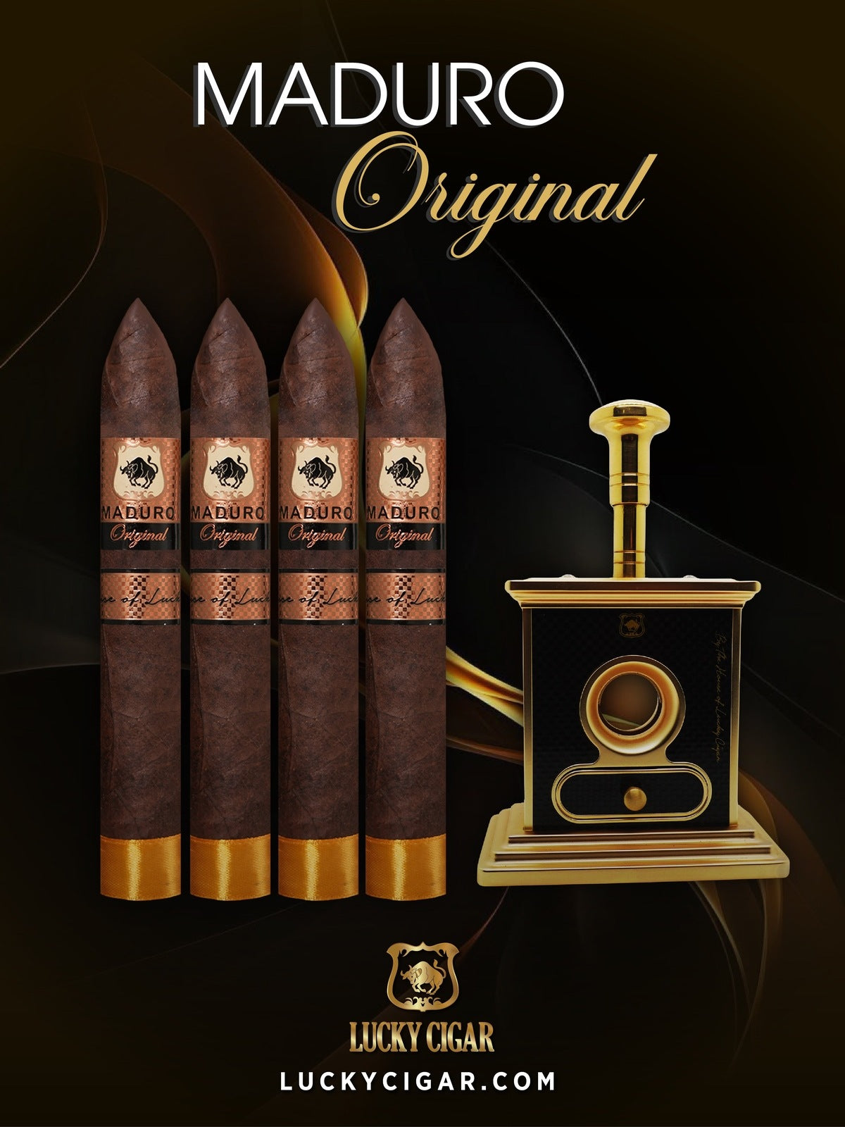 Maduro Cigars: Maduro Original by Lucky Cigar: Set of 4 Torpedo with Table Cutter
