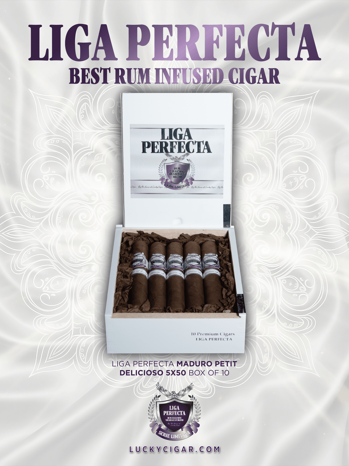 Infused Cigars: Liga Perfecta Rum Maduro Petit Delicioso 5x50 Box of 10