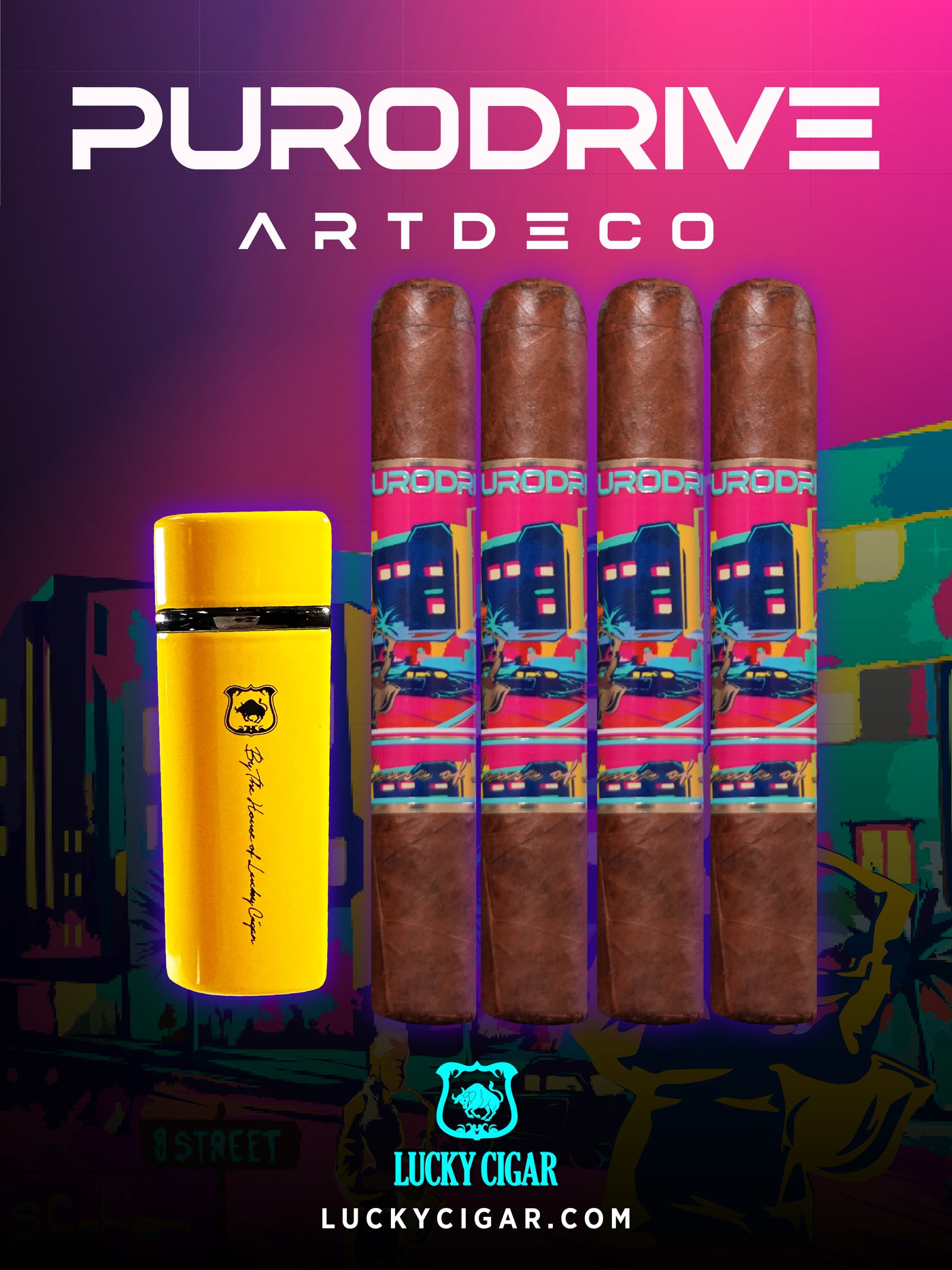 Infused Cigars - Purodrive by Lucky Cigar: Set of 2 Robusto, 2 Habano Robusto with Infinity Torch