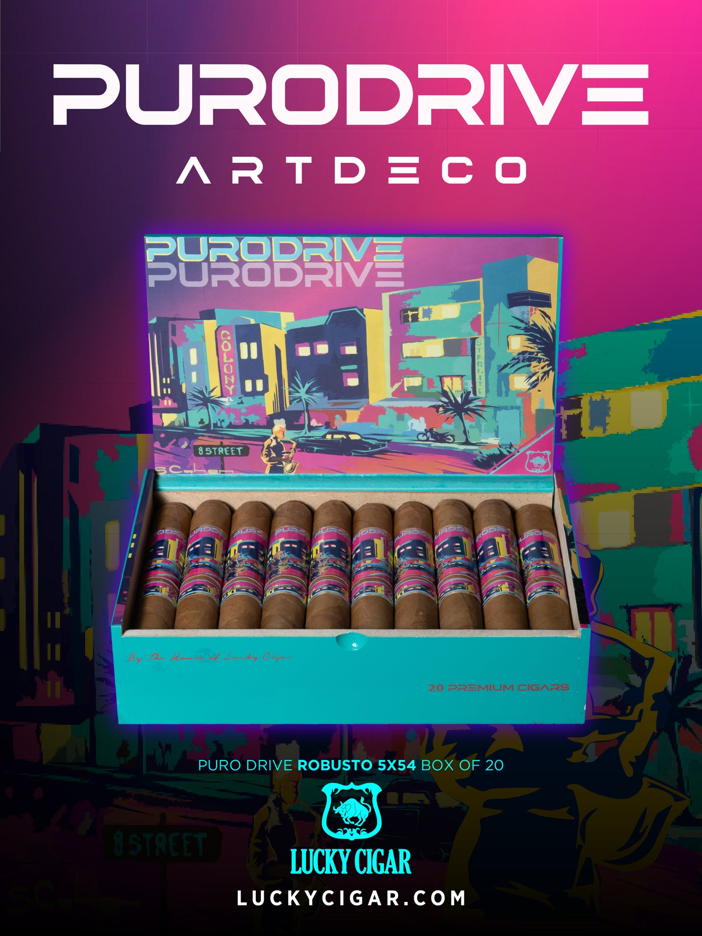 Infused Cigars - Puro Drive by Lucky Cigar: Robusto  5x54 Box of 20