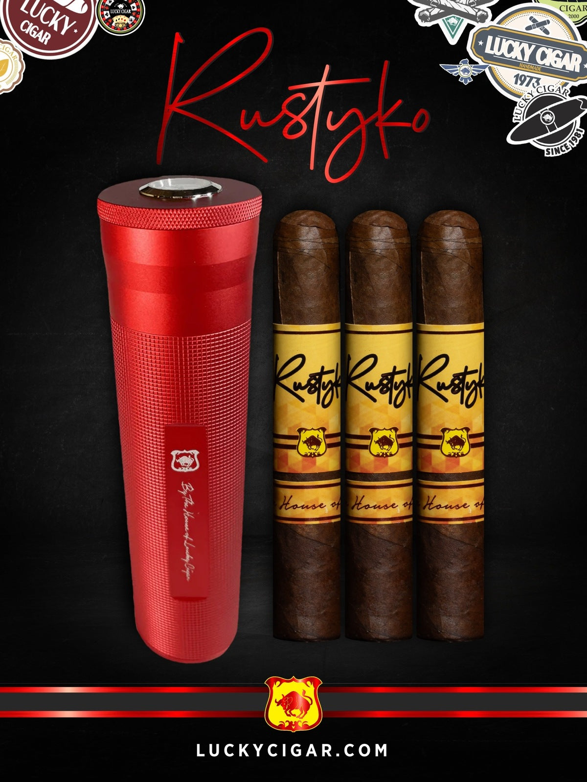 Infused Cigars: Rustyko Robusto 5x54 Cigars - Set of 3 with Travel Humidor