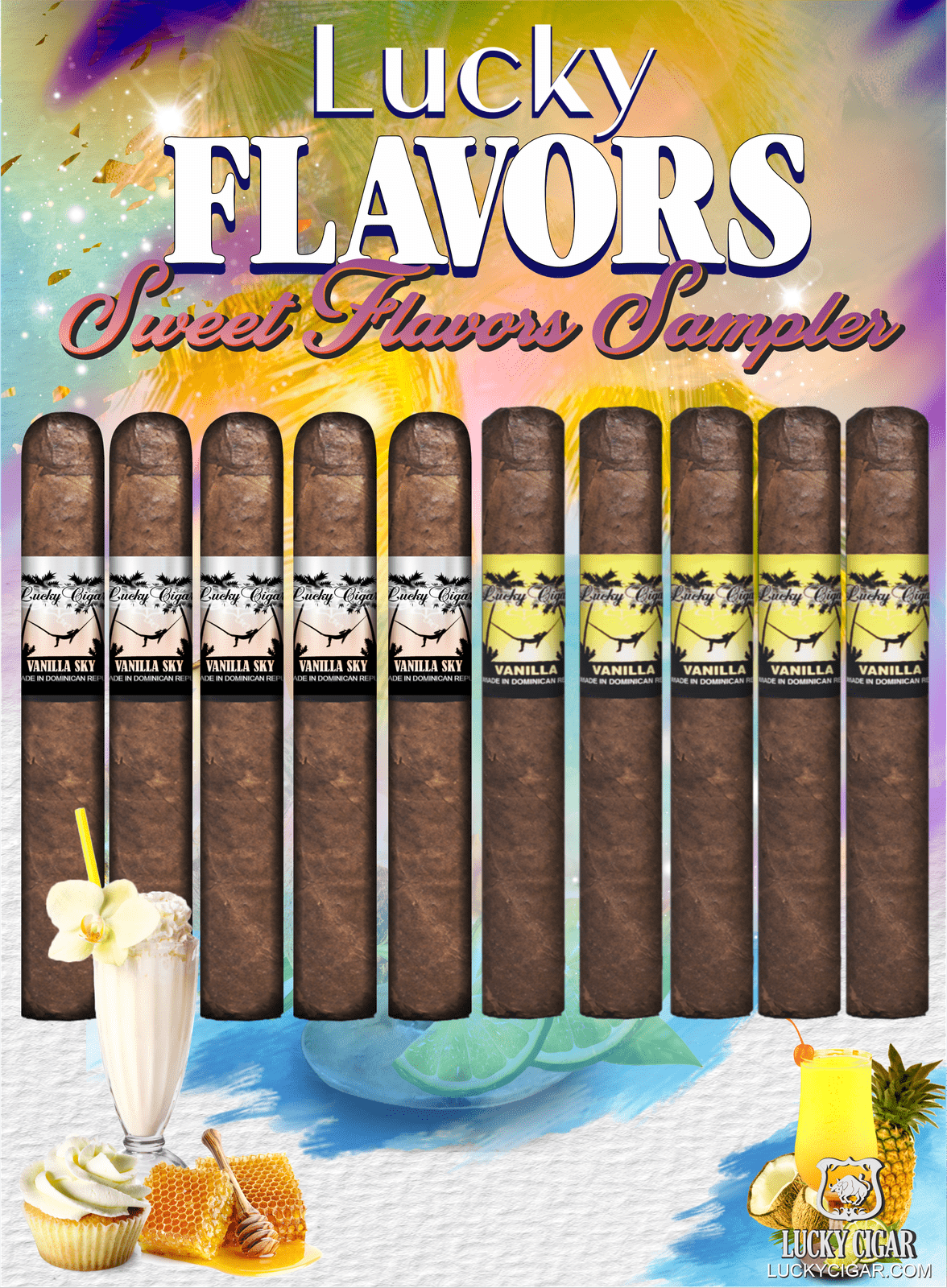 Flavored Cigars: Lucky Flavors 10 Piece Sweets Sampler - Vanilla Sky, Vanilla