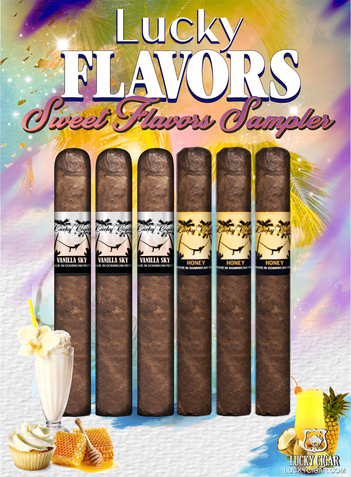 Flavored Cigars: Lucky Flavors 6 Piece Sweets Sampler - Vanilla Sky, Honey