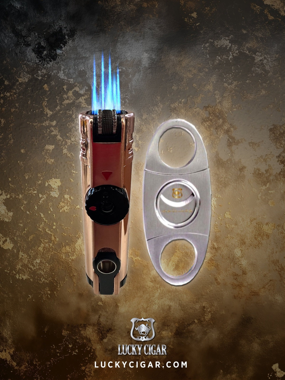 Cigar Lifestyle Accessories: Set of Torch, Cutter in Chrome