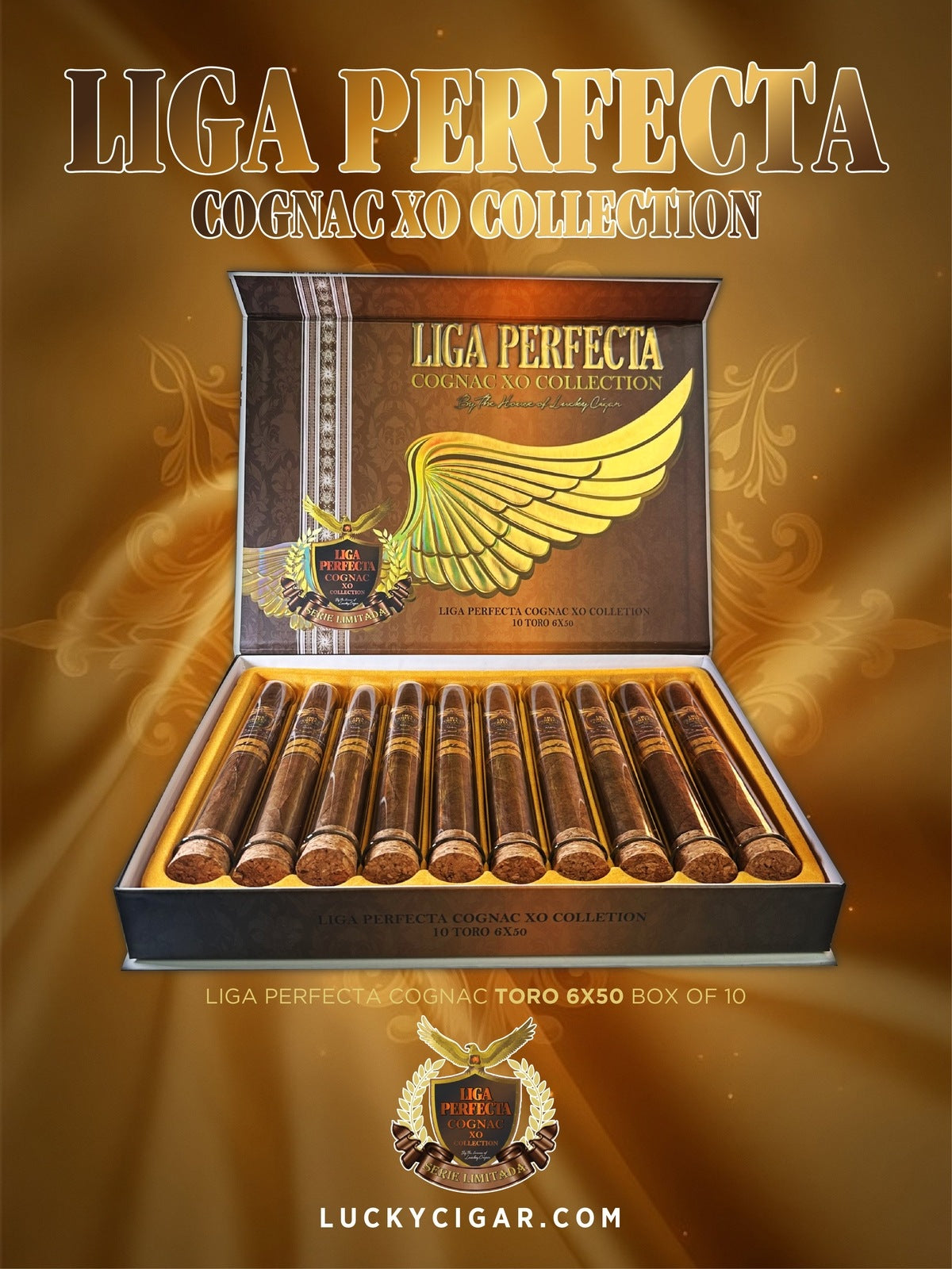 Infused Cigars: Liga Perfecta COGNAC Toro 6x50 Box of 10 Glass Tubes