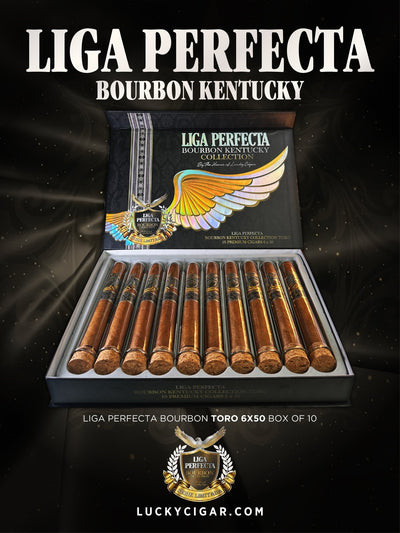 Infused Cigars: Liga Perfecta Kentucky bourbon Toro 6x50 Box of 10 Glass Tubes