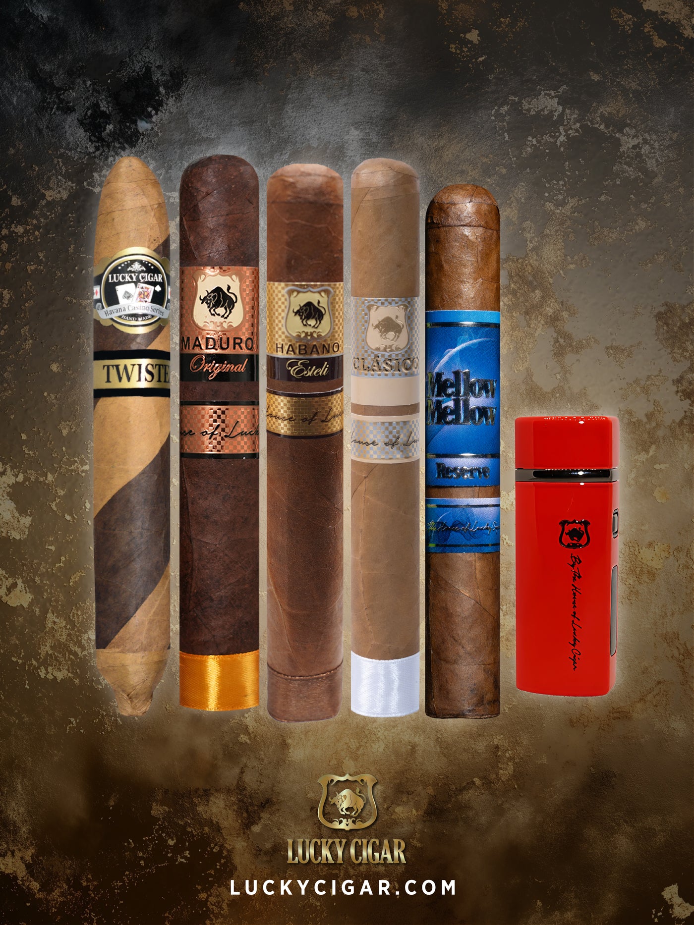 Lucky Cigar Sampler Sets: Set of 5 Lucky Cigars with Torch