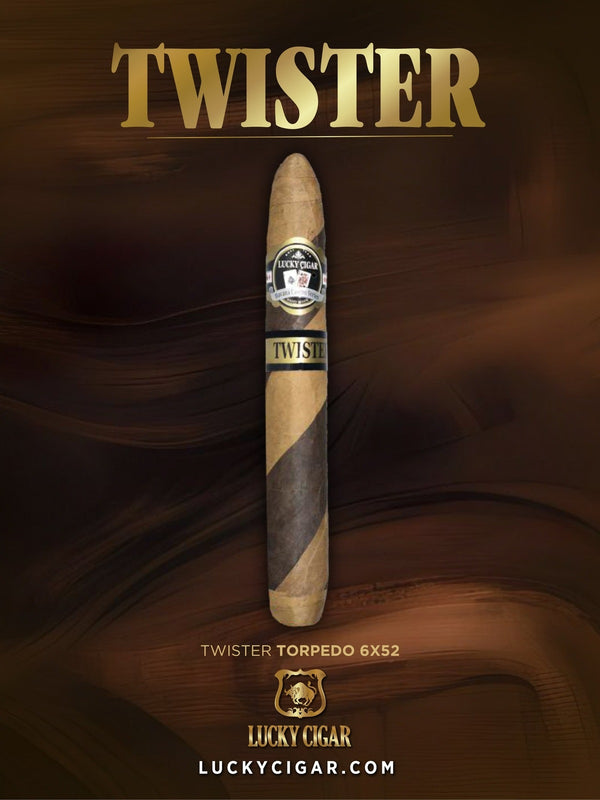 Barber Pole Cigars, Twister by Lucky Cigar: Torpedo 6x52 Single Cigar