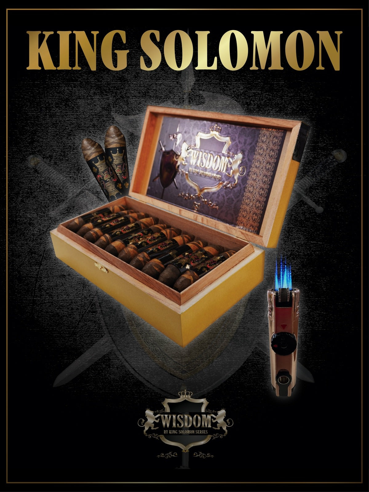 Wisdom 4x60 Cigar From The King Solomon Series: Box of 20 with Torch Set