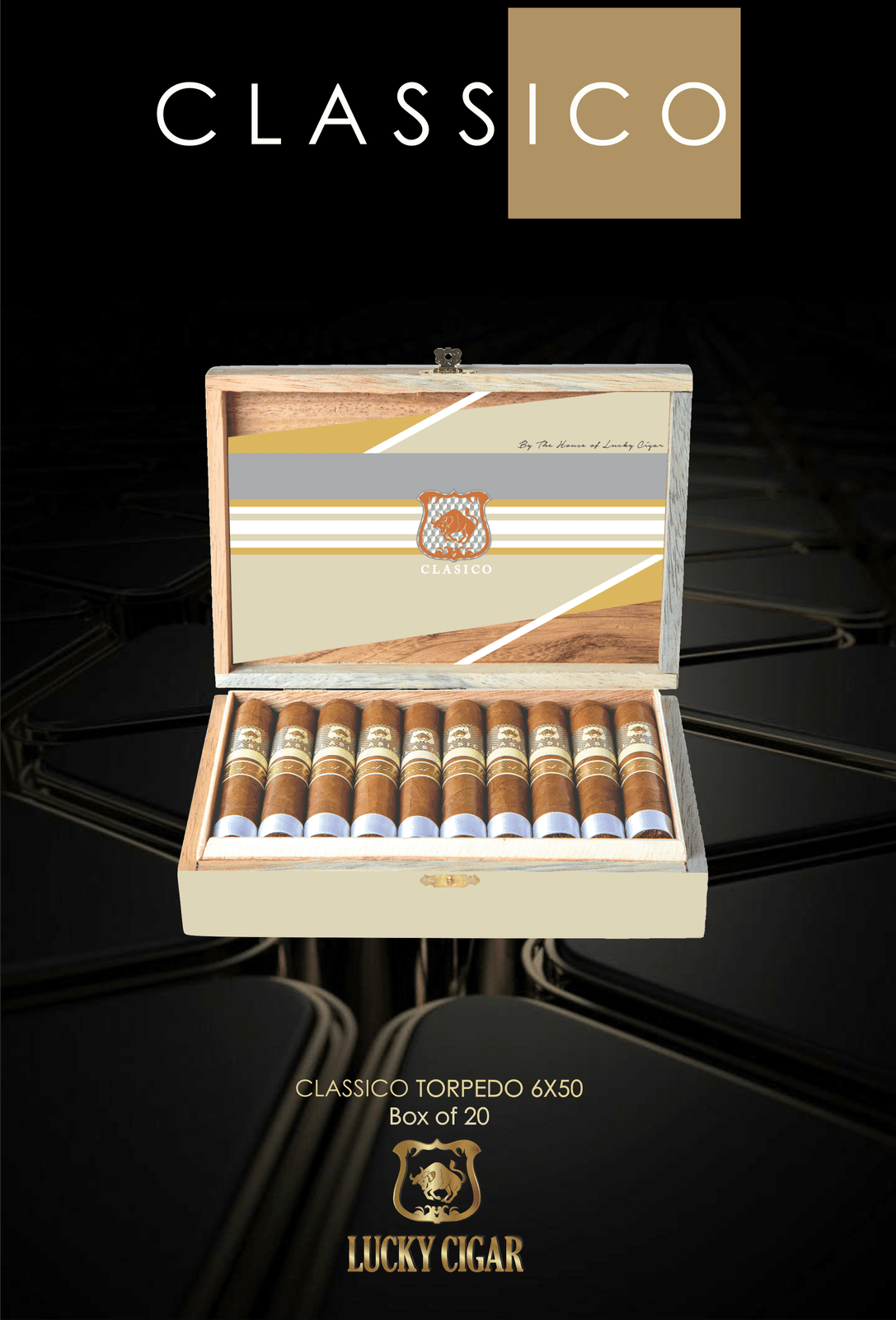 Classic Cigars - Classico by Lucky Cigar: Torpedo 6x52 Box of 20