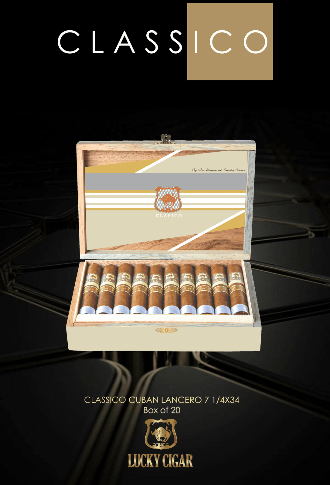 Classic Cigars - Classico by Lucky Cigar: Lancero 7 1/4 x 38 Box of 20